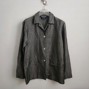 WEEKEND MAX MARA | lInen button down shirt jacket gray sz 6